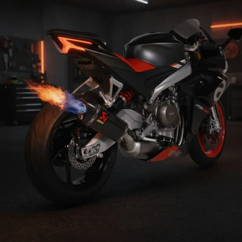 Ligne d'échappement Akrapovič sur une moto de sport